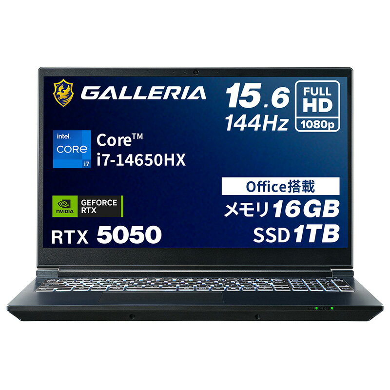 ガレリア ゲーミングノートPC ノートパソコン Core i7-14650HX RTX 5050 メモリ 16GB / SSD 1TB Windows 11 Home Office塔載 15.6インチ 144Hz GALLERIA RL7C-R55-5N 20343-3407