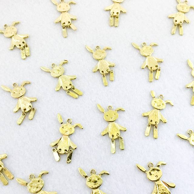 ビーズクラブ チャーム うさぎ 金 10個セット 33mm チャーム キーホルダー ネック...