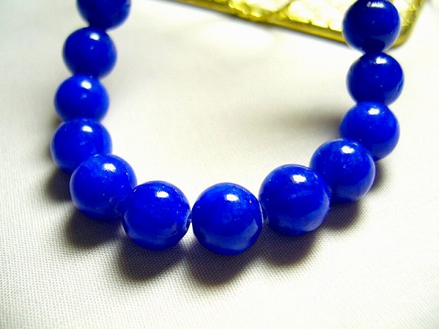 ビーズクラブ ジェイドラウンドブルー8mm天然石B7 連売り パワーストーン ブレスレット