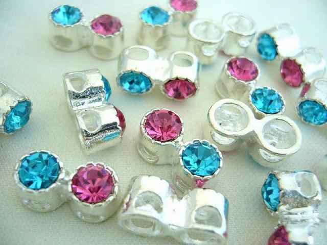 ビーズクラブ ロンデル メタルビーズ 2重 銀 水色 ピンク 10個 15mm ブレスレット ネックレス 金具 金属ビーズ パーツ