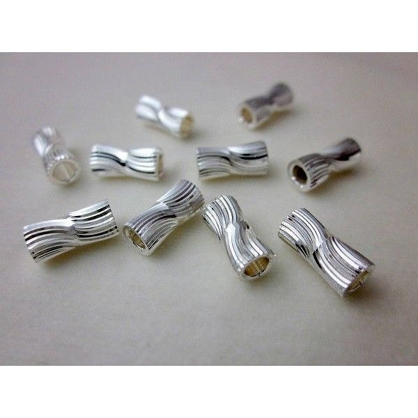 ビーズクラブ ロンデル メタルビーズ くびれ菅 みぞ付 銀 10mm 30個 ブレスレット ネックレス 金具 金属ビーズ パーツ