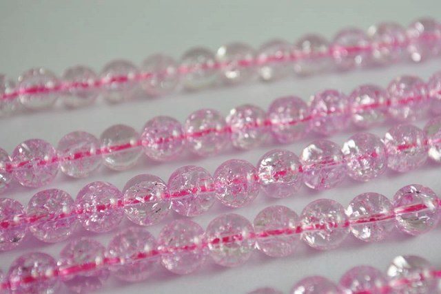 ビーズクラブ クラック水晶 ピンク ラウンド 8mm 連売り パワーストーン ブレスレット