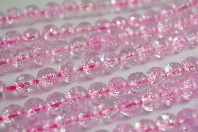 ビーズクラブ クラック水晶 ピンク ラウンド 8mm 連売り パワーストーン ブレスレット
