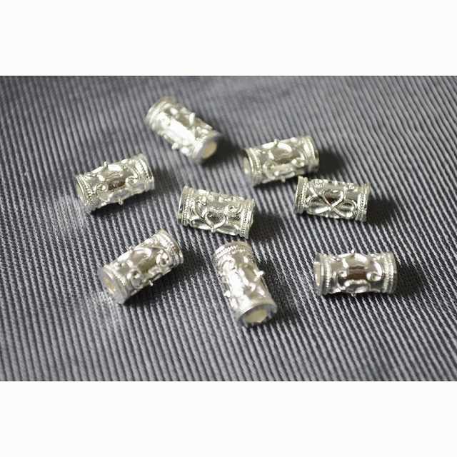 乐天商城 - ビーズクラブ ロンデル メタルビーズ 筒 四葉 古代銀 11mm 50個セット ブレスレット ネックレス 金具 金属ビーズ パーツ