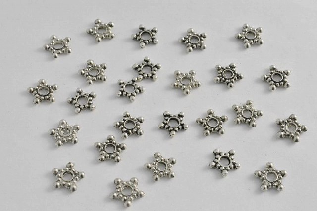 乐天商城 - ビーズクラブ ロンデル メタルビーズ 星 平 50個 銀 9mm ブレスレット ネックレス 金具 金属ビーズ パーツ