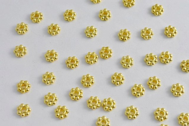 乐天商城 - ビーズクラブ ロンデル メタルビーズ 7画中 50個 ゴールド 6mm ブレスレット ネックレス 金具 金属ビーズ パーツ