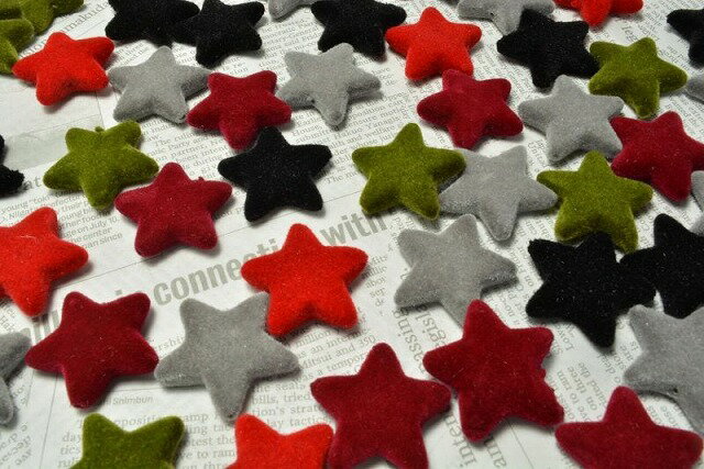 ビーズクラブ フロッキー ビーズ スター アソート ミックス 5個 22mm ベルベット ベロア 星 ピアス イヤリング