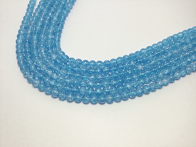 ビーズクラブ クラック水晶 ブルー ラウンド 8mm 天然石 連売り パワーストーン ブレスレット