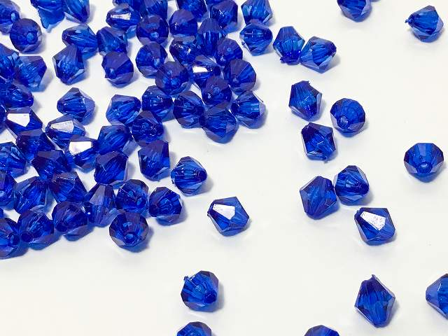 ビーズクラブ アクリルビーズ ネイビー ダイヤカット 6mm 100個 プラスチックビーズ ソロバン型 そろばん型 多面カット 手芸 ハンドメイド パーツ