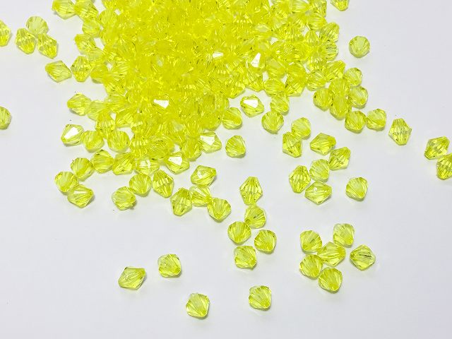 ビーズクラブ アクリルビーズ イエロー ダイヤカット 8mm 100個 プラスチックビーズ ソロバン型 そろばん型 多面カット 手芸 ハンドメイド パーツ