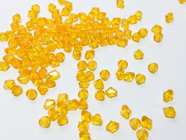 ビーズクラブ アクリルビーズ 山吹 ダイヤカット 8mm 100個 プラスチックビーズ オレンジ ソロバン型 そろばん型 多面カット 手芸 ハンドメイド パーツ