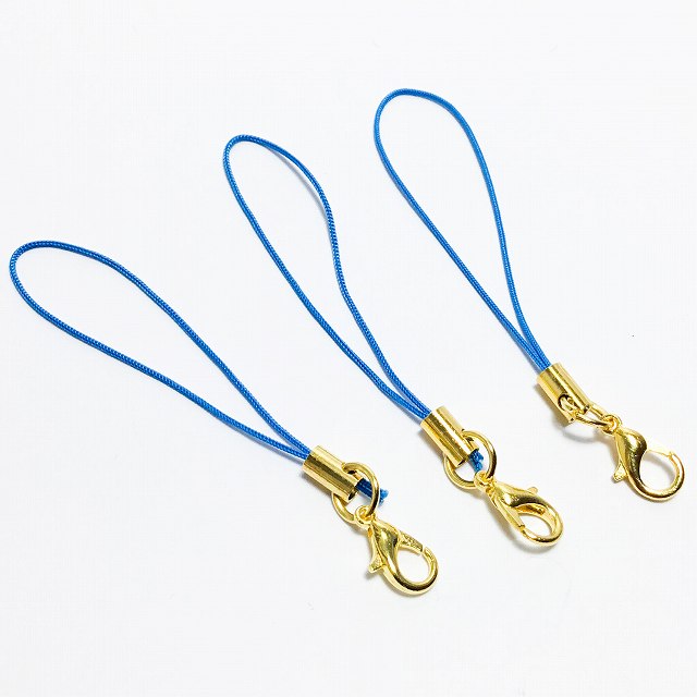 ビーズクラブ カニカン付ストラップ 金 100本 シアン ストラップ 携帯 パーツ ハンドメイド スマホ アクセサリ セット