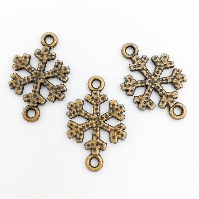 ビーズクラブ アクセサリーパーツ チャーム 雪結晶 2カン 金古美 10個セット 19mm