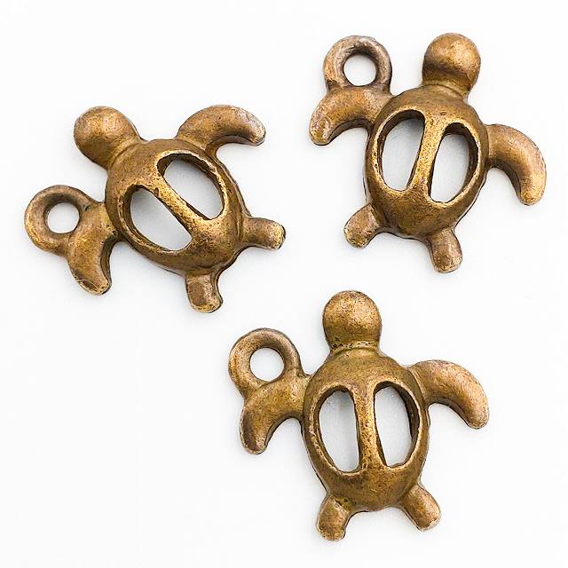 乐天商城 - 10個 ビーズクラブ チャーム ハワイアン ホヌ 金古美 13mm パーツ ハンドメイド 材料 手芸 ペンダント キーホルダー