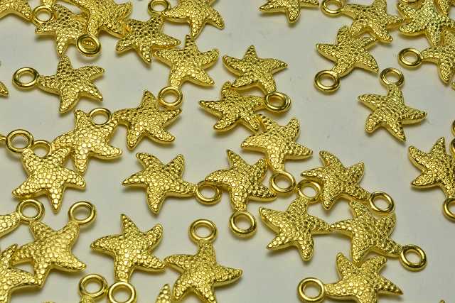 ビーズクラブ チャーム ヒトデ ミニ 金 10個セット 16mm チャーム キーホルダー ネックレス 飾り ピアス