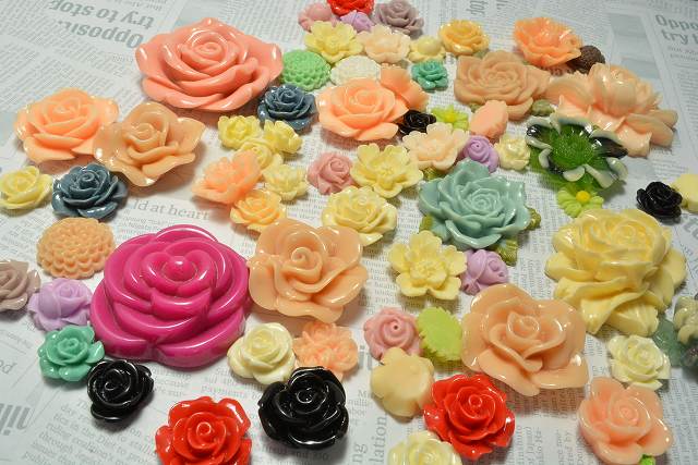 乐天商城 - ビーズクラブ アクリル フラワー カボション ミックス アソート 大 約20個 レジン デコ ハンドメイド DIY