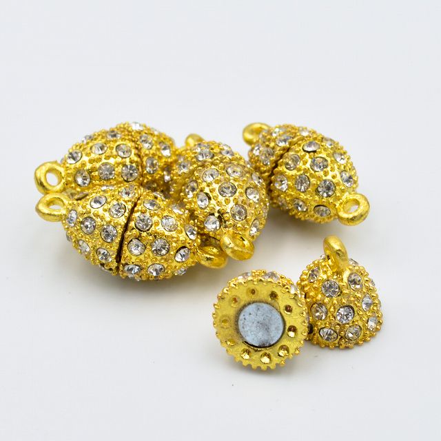 マグネットクラスプ 留め金 楕円ラインストーン 大 金 22mm 5個 ハンドメイド パーツ 留め金具 ネックレス 接続金具 アクセサリーパーツ ビーズクラブ