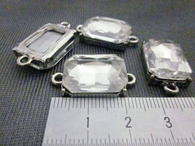 ビーズクラブ コネクター ダイヤレーン クリアー スクエア シルバー 25mm 1個 2穴 つなぎ パーツ ハンドメイド