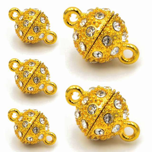 マグネットクラスプ ラインストーン ゴールド 大 5個 13mm 金色 留め金 ネックレス ブレスレット パーツ ハンドメイド ビーズクラブ