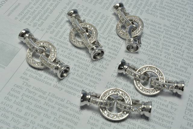 楽天beadsclubビーズクラブ ラインストーン クラスプ ラウンド シルバー 1個 27mm 留め金 ネックレス ブレスレット メタルパーツ
