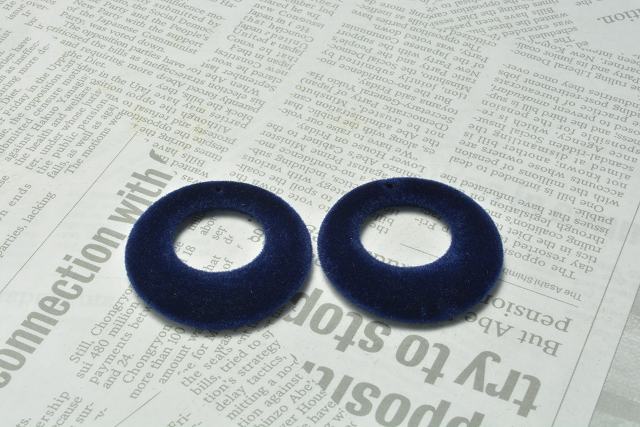 ビーズクラブ フロッキー ビーズ ミニリング ネイビー 2個 27mm ベルベット ベロア 星 ピアス イヤリング チャーム