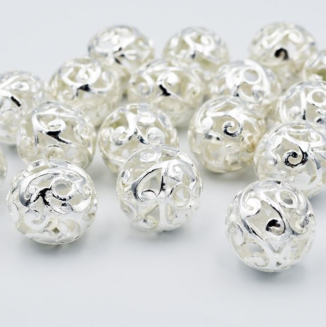 ビーズクラブ ロンデル メタルビーズ 鞠 まり 古代銀 10個 15mm ブレスレット ネックレス 金具 金属ビーズ パーツ