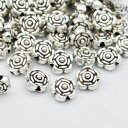ビーズクラブ ロンデル メタルビーズ 薔薇ばら バラ 銀 50個 6mm パーツ