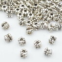 ビーズクラブ ロンデル メタルビーズ 7画小2連 50個 銀 4mm ブレスレット ネックレス 金具 金属ビーズ パーツ R-034