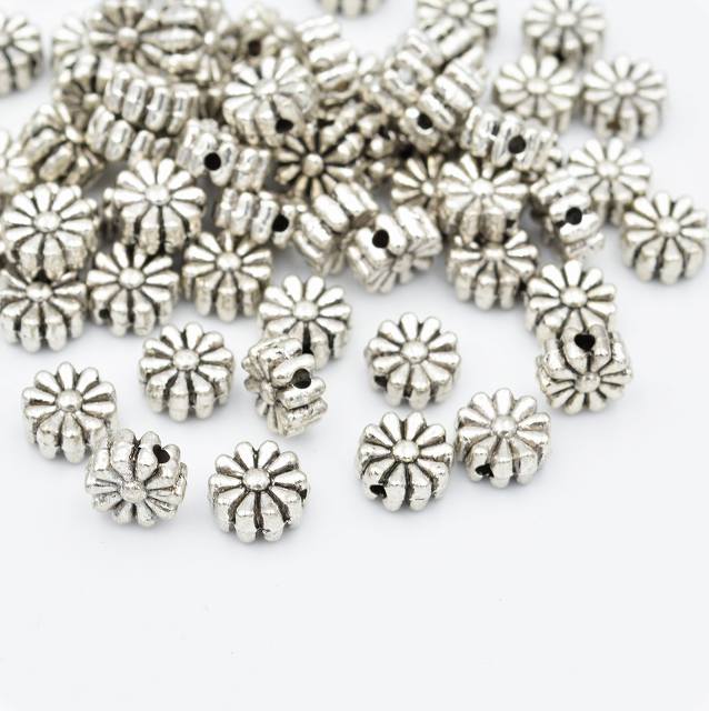 乐天商城 - ビーズクラブ ロンデル メタルビーズ 菊 シルバー 50個 4mm ブレスレット ネックレス 金具 金属ビーズ パーツ