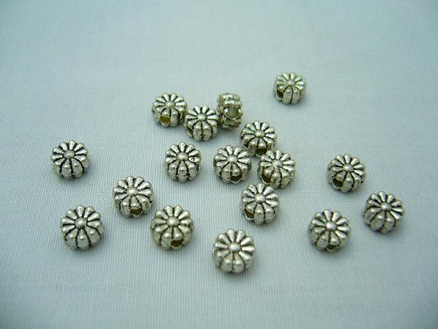 ビーズクラブ ロンデル メタルビーズ 菊 シルバー 50個 6mm パーツ