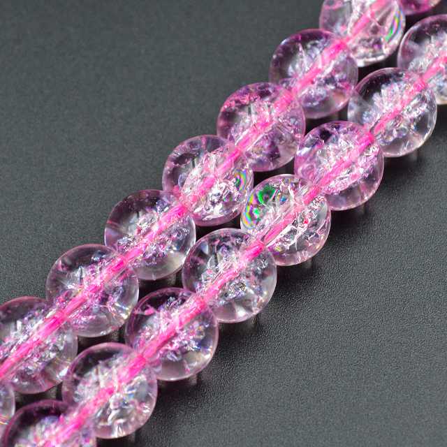ビーズクラブ クラック水晶 ピンク ラウンド 10mm 連売り パワーストーン ブレスレット