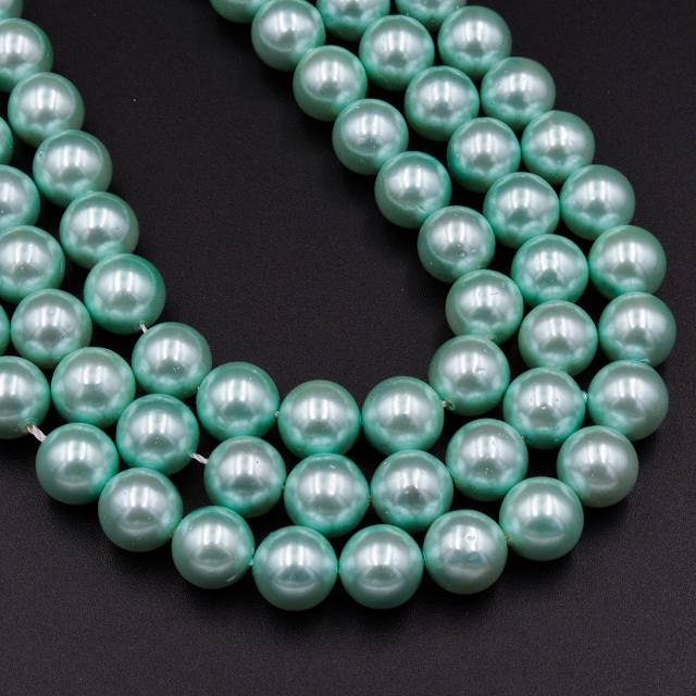 一連 約40cm シェルパール ライトブルー ラウンド 8mm 連売り シェル パール 貝 パワーストーン ブレスレット 天然石 真珠 淡水パール ビーズクラブ
