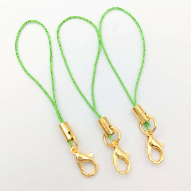 ビーズクラブ カニカン付ストラップ 金 100本 グリーン ストラップ 携帯 パーツ ハンドメイド DIY