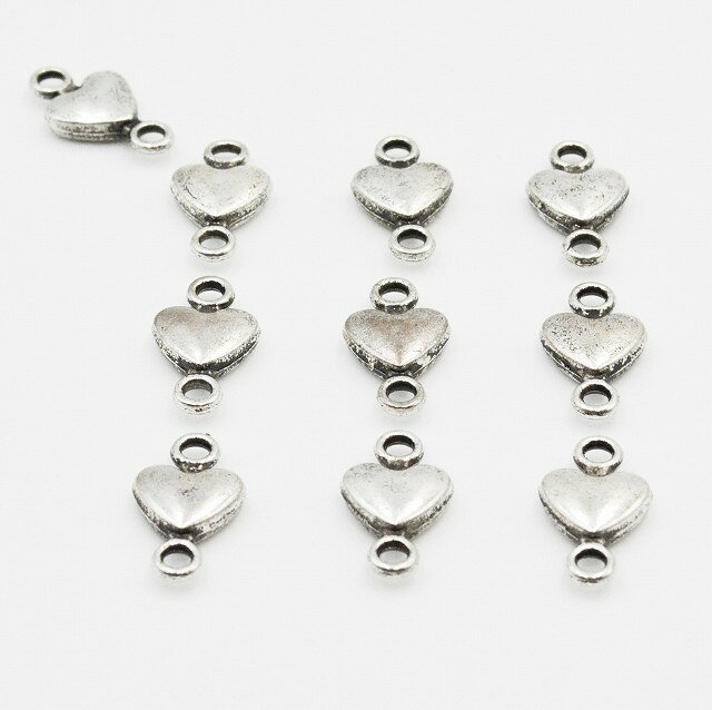 樂天商城 - チャーム ハート二環 シルバー 15mm 10個 K-015 銀色 ネックレス ブレスレット イヤリング ピアス diy道具 アクセサリーパーツ ビーズクラブ
