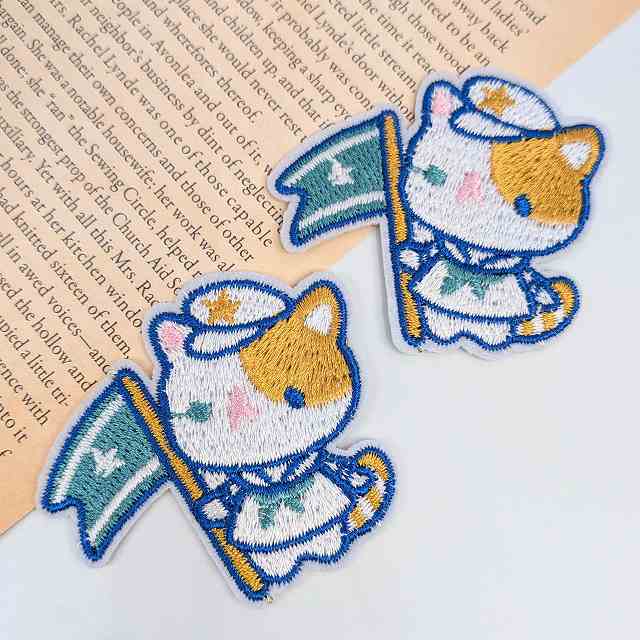乐天商城 - アイロンワッペン セーラーねこ 52mm×60mm 2枚セット W-10 キャット 刺繍ワッペン 手芸 アップリケ 入園 入学 子供 ハンドメイド ビーズクラブ