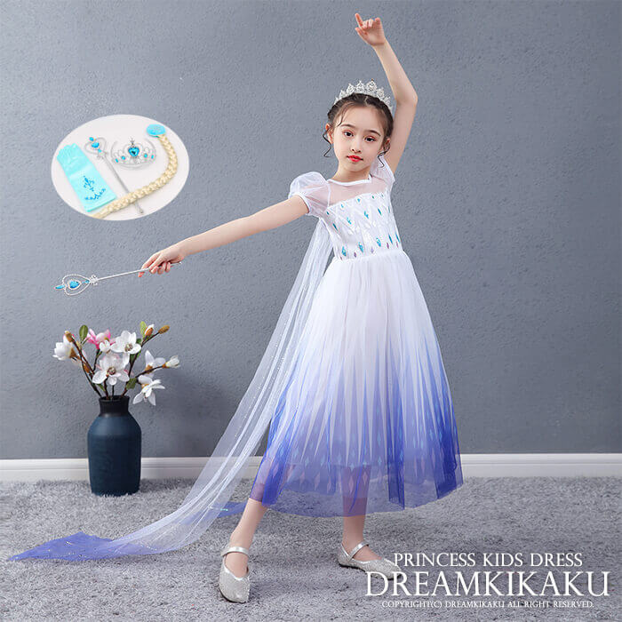 楽天ANGELA楽天市場店子供ドレス プリンセス ドレス 雪 コスプレ 女の子 衣装コスチューム 子供服ワンピース キッズ ハロウィン かわいい 女の子コスプレ おすすめ 高級 キッズ 仮装 イベント クリスマス 誕生日 パーティー