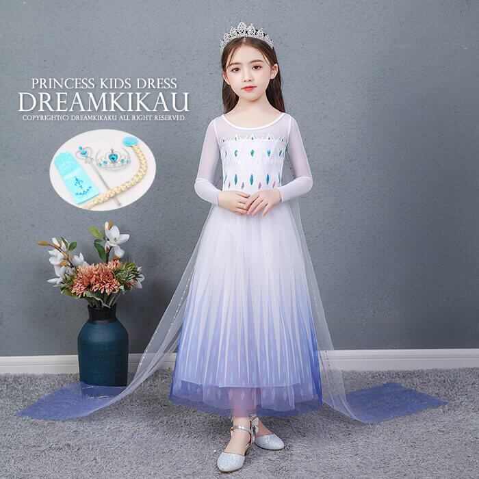楽天ANGELA楽天市場店プリンセスドレス 子供用 女王 女の子ドレス コスプレ 雪 ハロウイン 子供衣装 発表会 イベント プリンセス ティアラ 髪飾り ステッキ グローブ コスチューム ワンピース キッズ かわいい おすすめ 高級子供 ハロウィンコスプレ ドレス