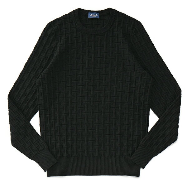 Crew Neck - DRUMOHR ドルモア エクストラファインメリノウール 編み柄クルーネック ニット D2M103TL BLACK