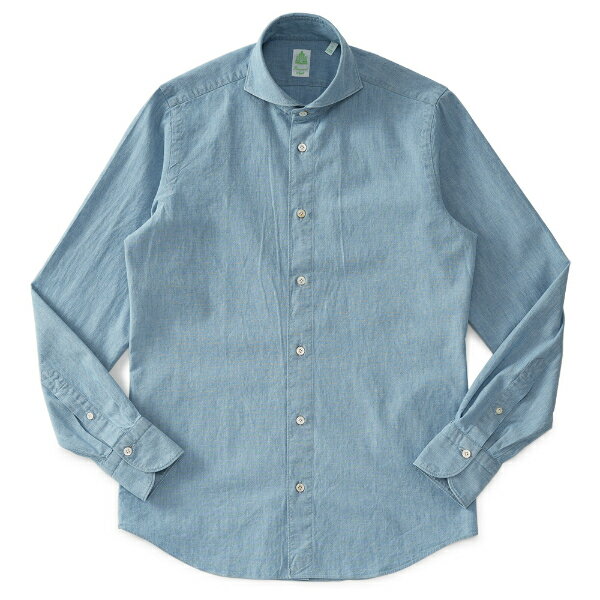 FINAMORE フィナモレ SERGIO BARI/040975 C0158D コットン シャンブレー カッタウェイカラーシャツ BLUEのサムネイル