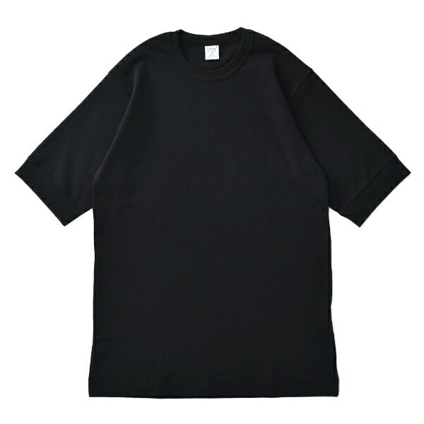 ジチピ Tシャツ メンズ GICIPI ジチピ 2201P SALMONE コットン フライス編み クルーネック ショートスリーブTシャツ BLACK