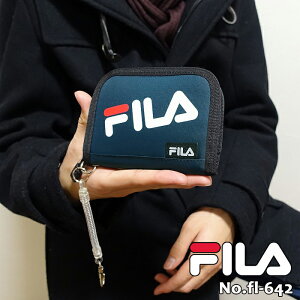 初売り財布 FILA 刺繍 フィラ 小学生 中学生 高校生 布製 コイルストラップ付き 二つ折り財布fl-642 メンズ 子ども ジュニア ウォレット 財布 小銭入れ ブラック プレゼント ラウンドファスナー ナイロン