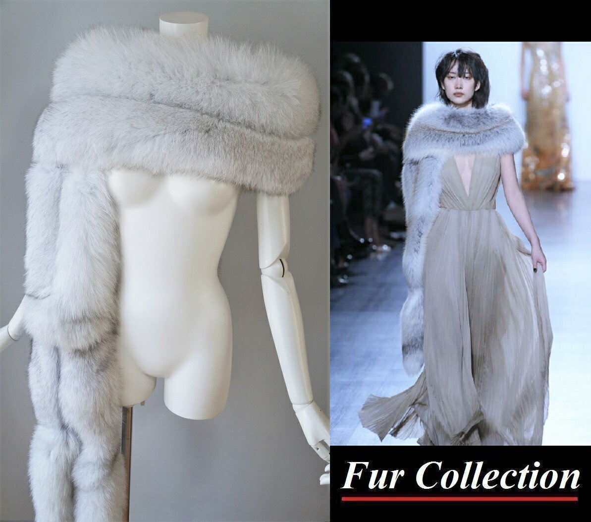 楽天e-Fur　イイファー　ファッション肉厚ブルーフォックス毛皮マフラー ファーマフラー 大判ストール ロングマフラー ショール/和装/洋装/ポンチョ/ボレロ/ケープ/忘年会/新年会/成人式/演奏会 /演唱会/グッチ/エルメス/フェラガモ/ボッテガ・ヴェネタ/ロエベ/フェンディ毛皮お好きな方に