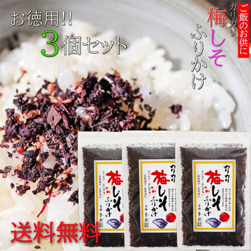 【送料無料】 カリカリ梅しそふりかけ 季折 50g×3個セット ふりかけ おむすび 混ぜご飯 まぜご飯の素 しそごはん しそむすび お弁当 パスタ 玉子焼き お茶漬け ごはんのお供 カリカリ梅 赤しそ