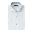ワイシャツ 半袖 形態安定 ブルー ストライプ 青 カッタウェイ スリム 細身 シャツハウス メンズ ドレスシャツ 24FA