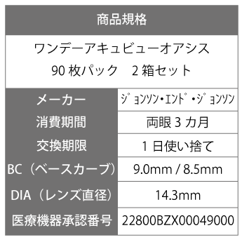 ワンデーアキュビューオアシス 90枚パック 2箱セット【1500円クーポン】【送料無料】 ( 1日使い捨て ワン・・・