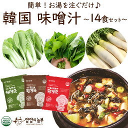 【お湯を注ぐだけ！】即席韓国みそ汁 14食セット 味噌汁 具だくさん フリーズドライ 無農薬野菜 韓国 みそ汁 江原道 インスタント 食品 簡単 お手軽 ご飯 スープ ミソ汁 時短 料理 韓国料理 韓国食品 ダイエット ヘルシー 野菜 ゴンドゥレ 白菜 大根 保存食 長期保存