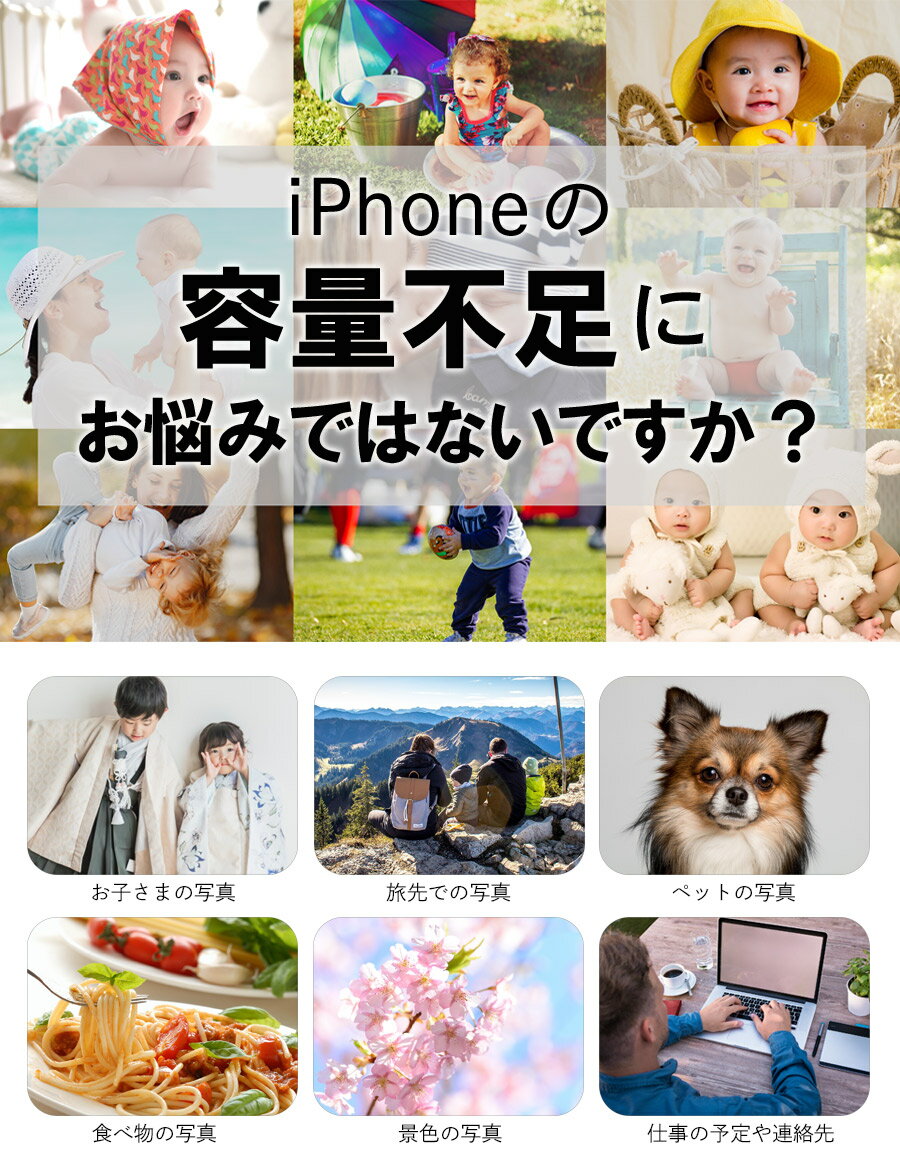 PhotoCube for iOS iPhone データ自動保存 スマホ データ 転送 スマートフォン 写真 アドレス帳 動画 音楽 自動バックアップ iOS端末対応 iPad Mac PC 対応 USBメモリ 携帯 小型 簡単操作 Qubii メモリ不足解消 microSDカード別売り 台湾製