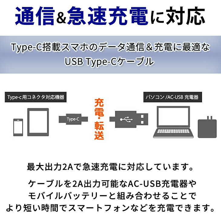 USB Type-Cケーブル タイプC 1m スマホ充電器 USB Type-C to USB A 充電ケーブル スマホ 充電器 USBケーブル 充電コード 100cm usb-c ケーブル アダプタ 最大2A USB2.0 ゲーム Nintendo Switch sony データ転送 ソニー 線 携帯充電器 Xperia 送料無料