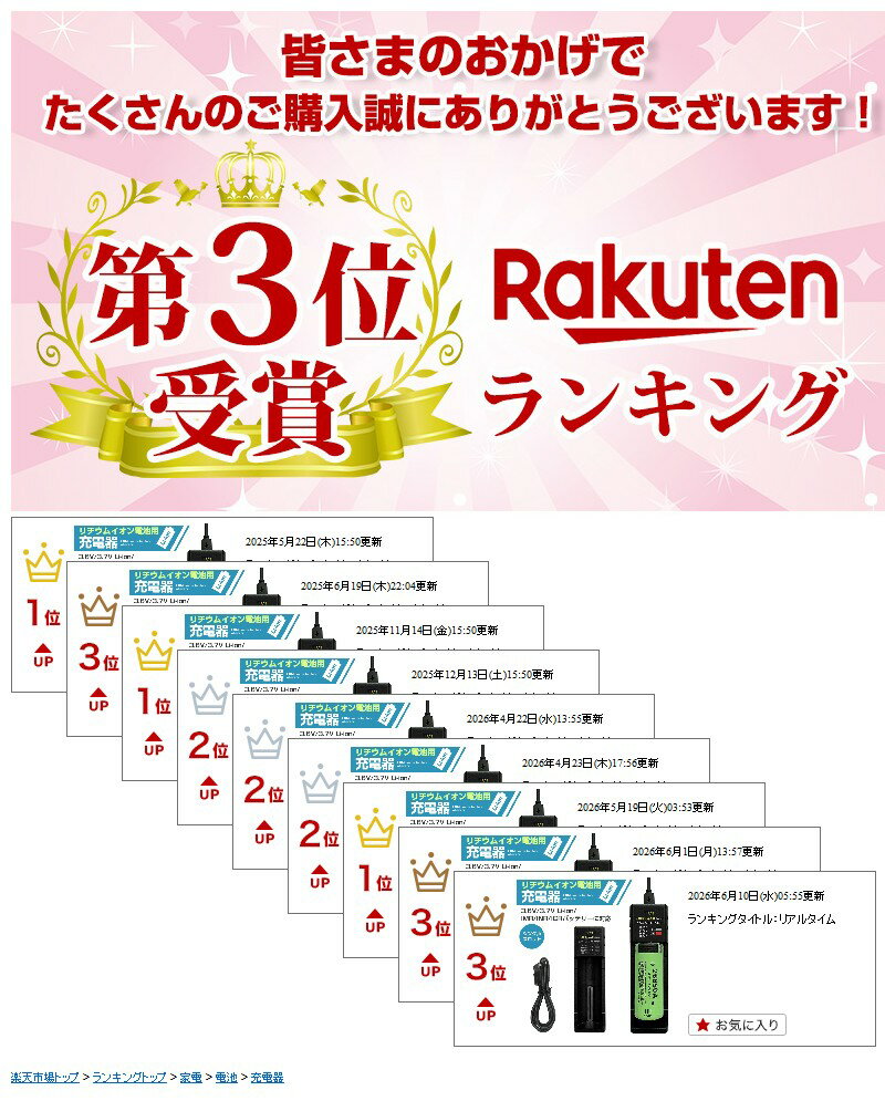 【楽天3位】リチウムイオンバッテリー充電器 1...の紹介画像2