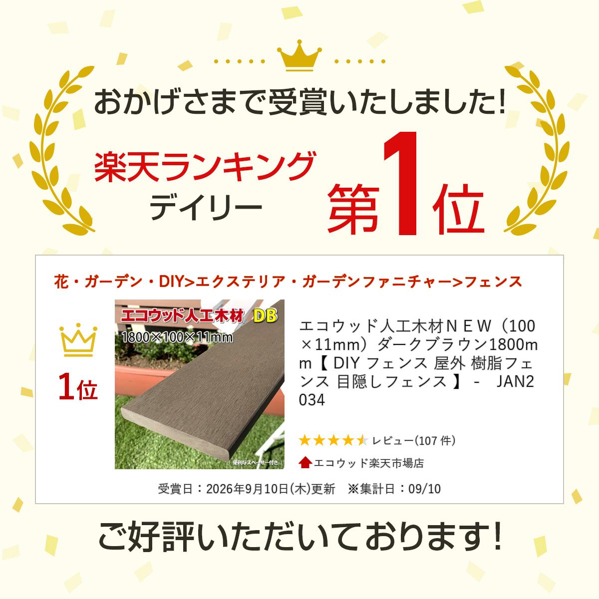 エコウッド人工木材NEW（100×11mm）ダークブラウン1800mm【 DIY フェンス 屋外 樹脂フェンス 目隠しフェンス 】 -　JAN2034 ecowood-shop-10000101 エコウッド楽天市場店 サンプル画像2
